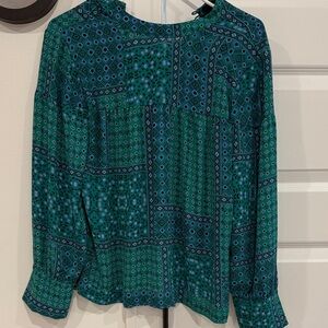 Green and Blue Patterned Women's Top